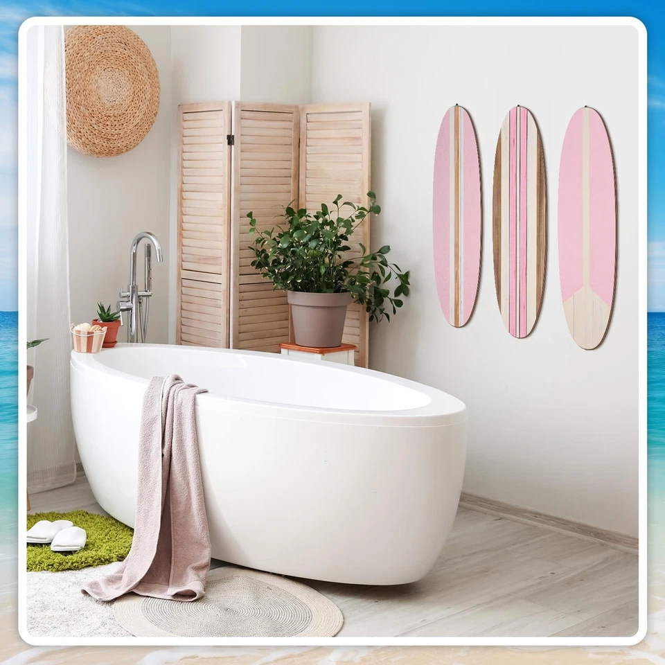 3 peças decoração de parede prancha de surf 23,6" x 5,4" decoração de quarto de praia preppy estética... - Imagem 4 de 4