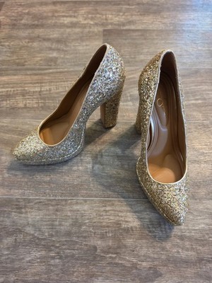 Jessica Simpson Gold Glitter Glynis  Platform Heels Size 7