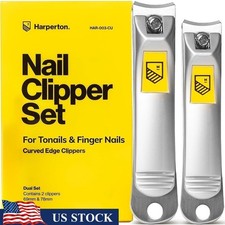 Nail Clipper Set Stainless Steel Ergonomic Handle Travel Pouch Built-in File New