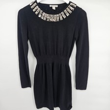 Boston Proper Womens XS Sweater Dress Cotton Cashmere Studded Embellished Chic