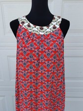 Boden Round Neckline Bohemian Floral Print Mini Dress Size 10 R Beachy