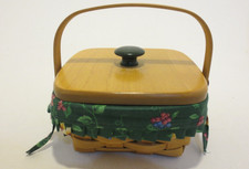 Longaberger Small Berry Basket set-Fabric liner, protector, Lid-