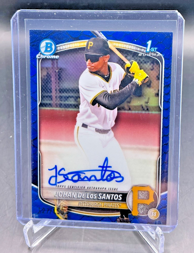2025 Bowman Chrome JOHAN DE LOS SANTOS 1st RC Blue Reptilian AUTO 127/150