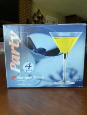 Bormioli Rocco Figlio Martini Glasses Set of 4 Barware Cocktail 8.25 oz Stemware