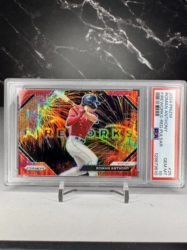 2024 Panini Fireworks Roman Anthony #25 Orange Pulsar Prizm /399 (RC) PSA 10