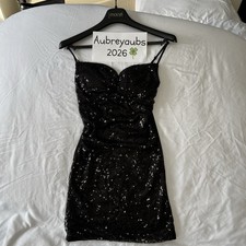 Black Sequin Bodycon Mini Dress Sweetheart Neck Sleeveless Strappy Party