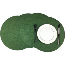Round Placemats Set Of 4 Woven Vinyl Easy To Clean Heat Resistant Kitchen Table