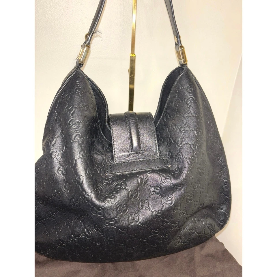 Gucci Guccissima черная кожаная сумка-хобо с мешком для пыли - Изображение 3 из 4