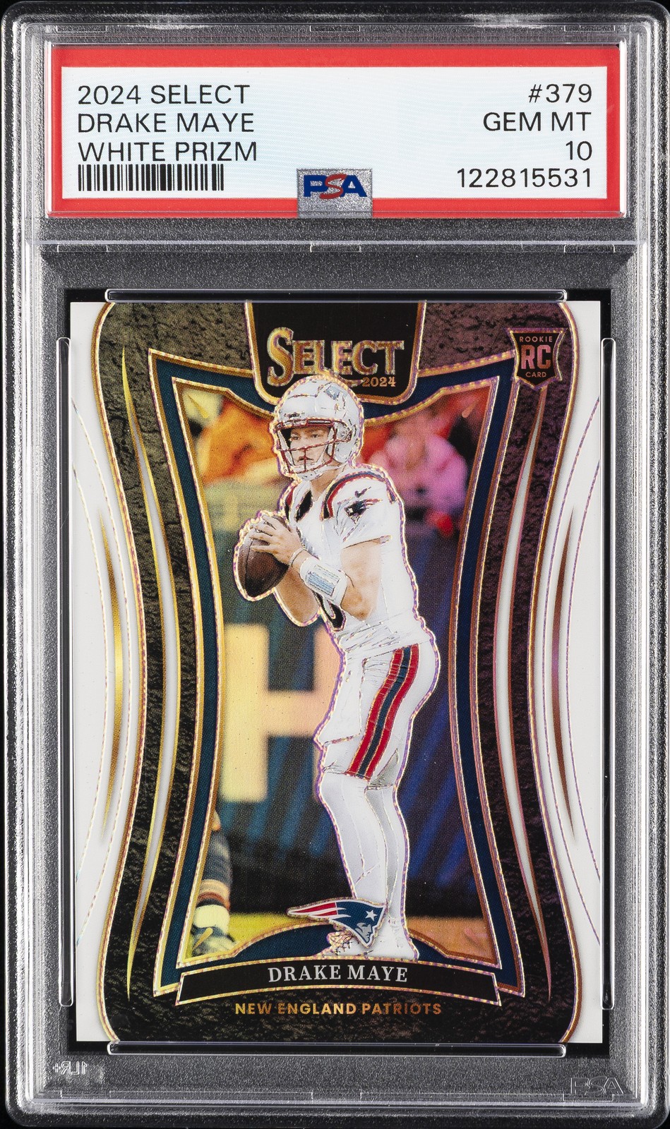 2024 PANINI SELECT WHITE PRIZM #379 DRAKE MAYE ROOKIE RC 9/35 PSA 10