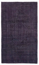 Vintage Dark Purple Traditional 4'3" x 7'5" Hand-Knotted Oriental Wool Area Rug