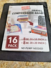 Compression Bags for Travel - Essentials 16 Pack Space Saver No Vacuum Needed
