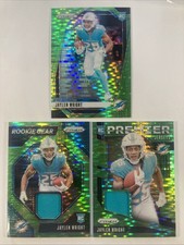 2024 PANINI PRIZM 3X JAYLEN WRIGHT GREEN PULSAR RC LOT- BASE/ 2 MEM DOLPHINS