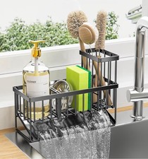 Cisily Kitchen Sink Caddy Organzier with High Brush Holder, Sponge Holder for...