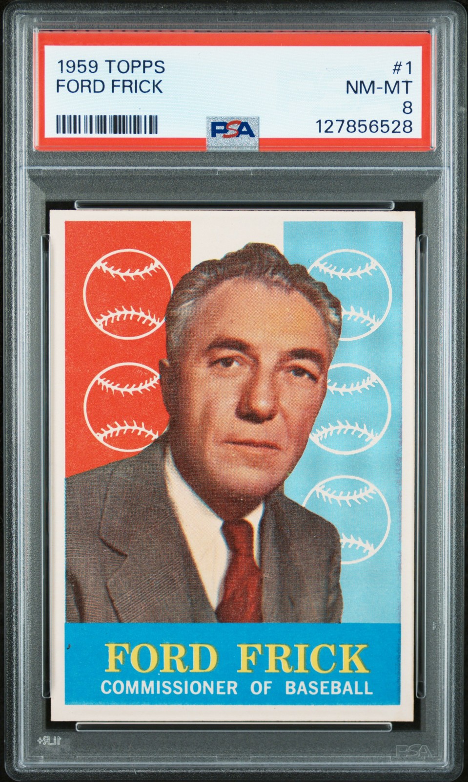 1959 TOPPS #1 FORD FRICK PSA 8