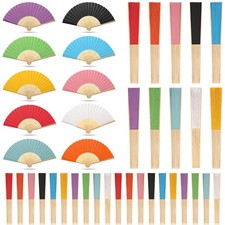 100 Pack Folding Fans Bamboo Handheld Folded Craft Hand Japanese Chinese Fans...