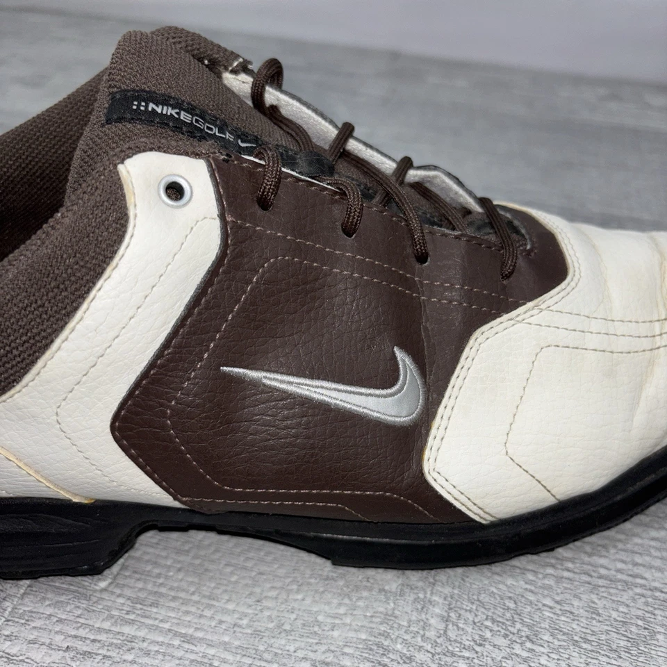 Nike Golf Hombres Heritage Zapatos Talla 10.5 Marrón Blanco Cuero 336040-102 Foto 3 de 4