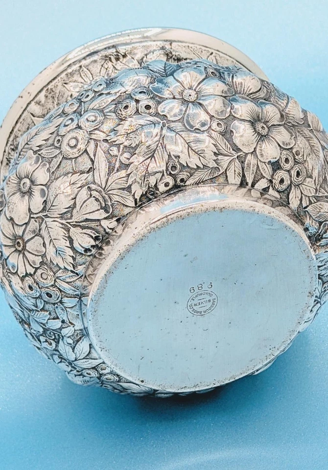 Rare Antique Victorian Barbour Silver Plate Repouse Aesthetic Waste Pot Slop Jar - Image 2 of 4