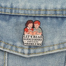 Lets Read Banned Books Enamel Pins Cause Problems Brooches Lapel Badges Funny Re