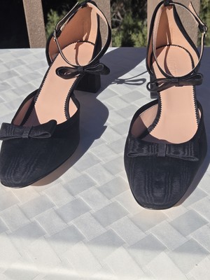 Shoes J Crew Bow Heels NEW Avery Velvet Vintage Quartz Pink Black