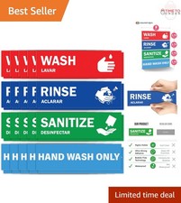 Wash Rinse Sanitize Sink Labels 10 Pack for Restaurant Kitchen Hygiene
