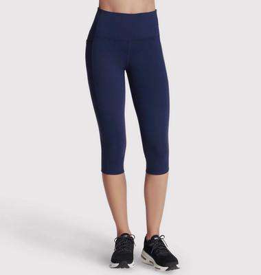 Skechers GO WALK Women Navy High Waisted Capri's  Side Pockets, Large