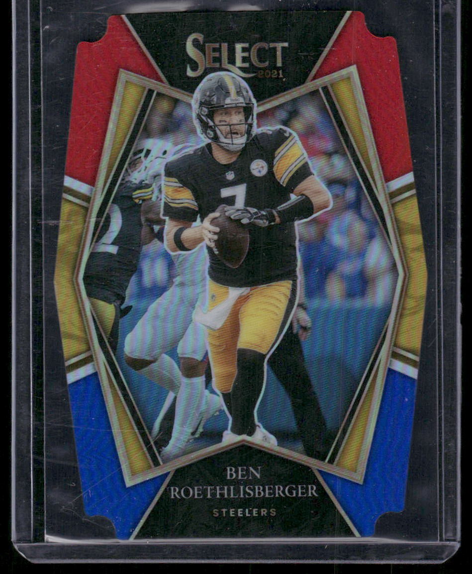 2021 Panini Select #129 Ben Roethlisberger Red and Blue Prizm Die Cut