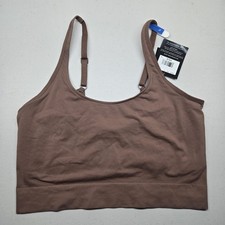 Maidenform Women Bra XL Brown Seamless Smoothing Crop Cami Bralette Wireless NWT