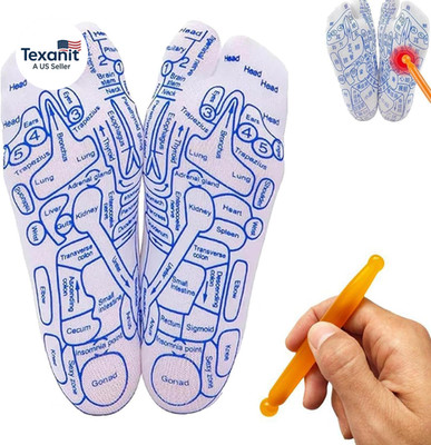 White Reflexology Socks Set,Reflexology Socks with Trigger Point Massage Tool, A