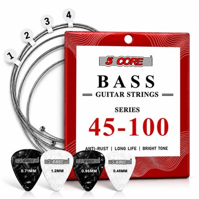 5 Core Bass Guitar Strings Extra Light Gauge Bright & Powerful Tone 4 String Set