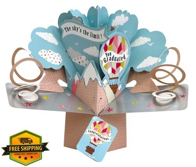 Iconikal Pop Up Graduation Card Sky's The Limit 3D w/ Envelope