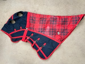 Defender Winter Horse Hood Size Large – Navy/Red Plaid – Read Description