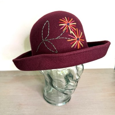 Vintage Bermona Trend Wool Cloche Hat Roll Brim Floral  display picture 1
