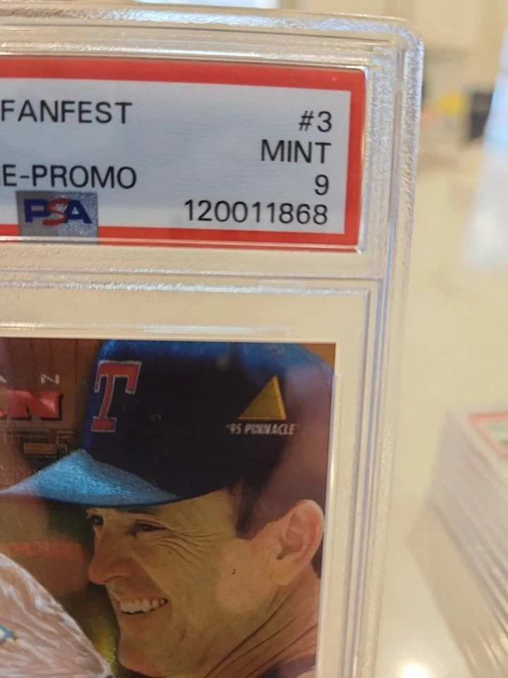 1995 Pinnacle Fanfest Nolan Ryan Promo Card Texas Rangers PSA 9 - Image 3 of 3