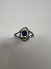 925 Sterling Silver, Round shape Sapphire, Ring