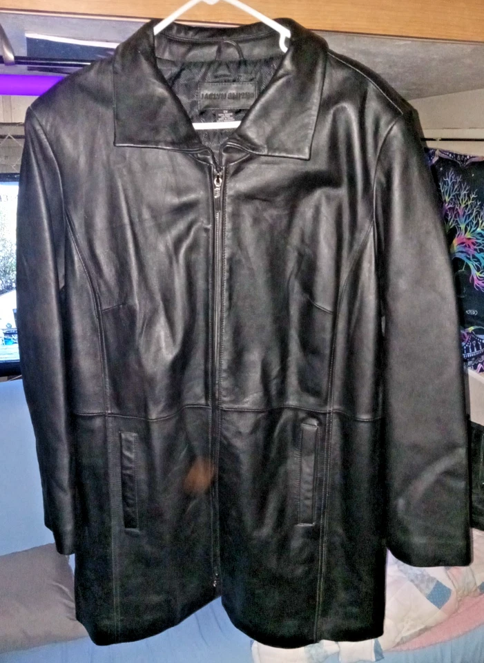 Chaqueta Jaclyn Smith Mujer Negra Cuero Genuino Manga Larga Cremallera Completa Talla 2X Foto 2 de 4