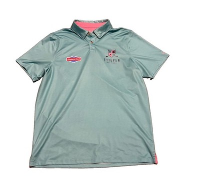 Happy Dad x E11even Miami Mens M Teal Golf Classic Performance Stretch Polo