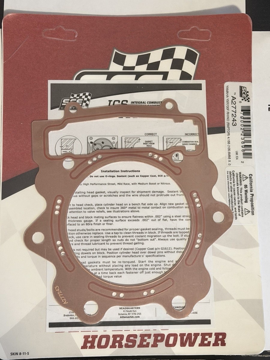 SCE Gaskets A277243 Powersports Head Gasket ICS Titan Copper 4.155
