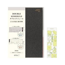 Midori 2026 B6 Double Schedule Monthly Planner Black Magic Index Organizer