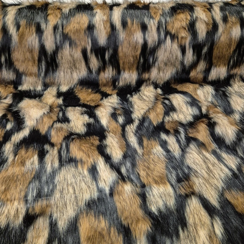 Webpelz Langhaar kuscheliges Kunstfell Stoff Fell Braun-Beige Deko Bekleidung - Bild 3 von 4