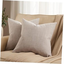 Rustic Cotton Linen Throw Pillow Covers Set of 2, 20" x 20" Pack of 2 Taupe