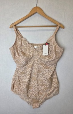 Popilush Shapewear Spitzen Body Gr. 3XL beige feste Kontrolle glättend Damen