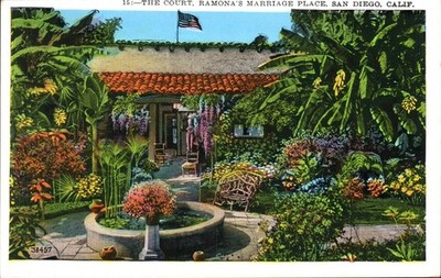 Ramona's Marriage Place The Court San Diego CA 1930s Postcard