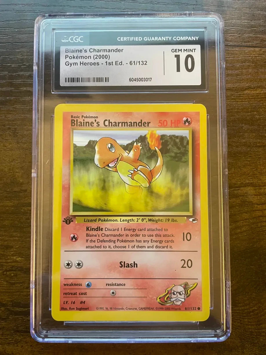 CGC 10 GEM MINT Pokémon Blaine's Charmander 1st Edition 61/132  Gym Heroes