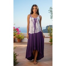 My Choice Women's Dress One Size Tie Dye Asymmetrical Embroidered Hem Whimsygoth