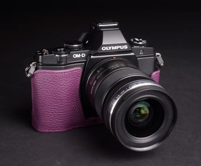 Genuine Real Leather Handmade Half Camera Case Bag Cover For Olympus OM-D E-M5
