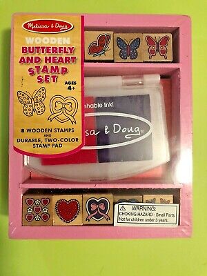 Melissa & Doug Butterfly and Heart Wooden Stamp Set: 8 Stamps and 2-Color  Stamp Pad - Mobile Advance