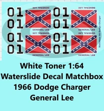 White Toner 1:64 Waterslide Decal for 1966 Dodge Charger General Lee