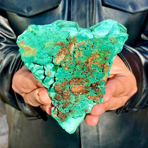 1.45LB Natural VELVET Malachite cat's eye specimen crystal rough mineral-Congo - 第 10/14 張圖片