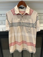 Vintage Jantzen Natural Touch Polo Shirt Size Large EUC Tan  Striped