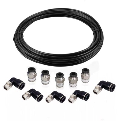 Air Line Tubing Kit 3/8'' OD 25ft Nylon Hose 1/4'' NPT Push to Connect Fittings